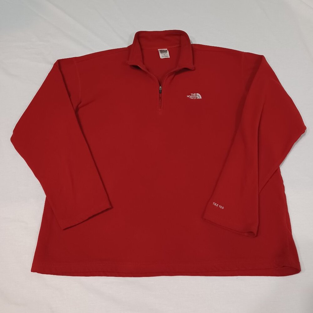 The North Face TKA 100 Fleece 1/4 Zip Pullover Red Mens Large Lightweight Jacket